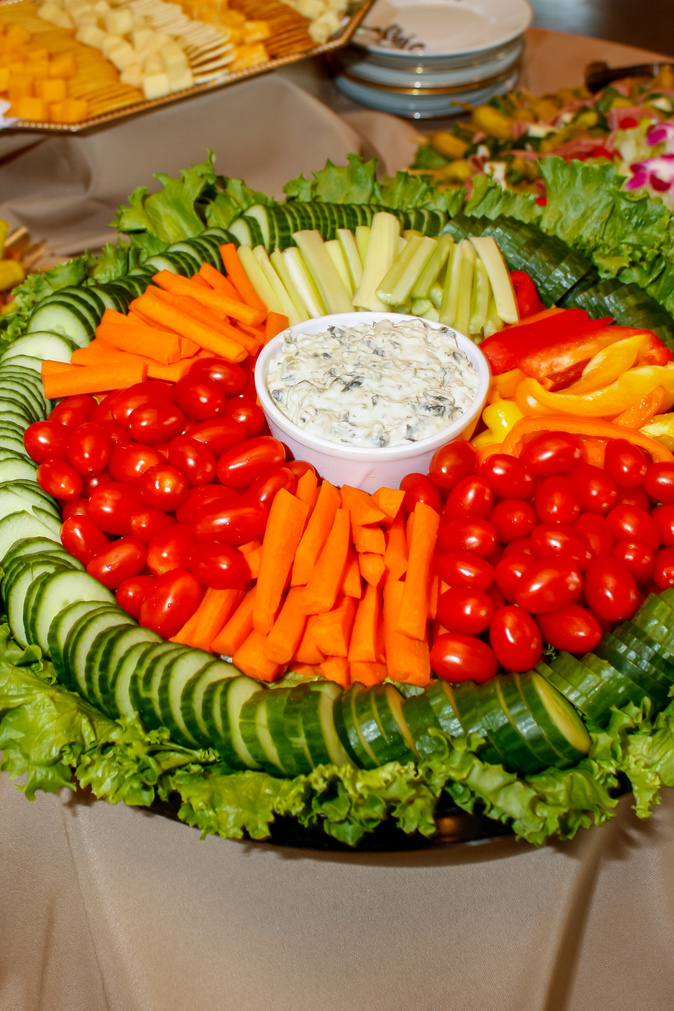 Anniversary party veggie platter closeup